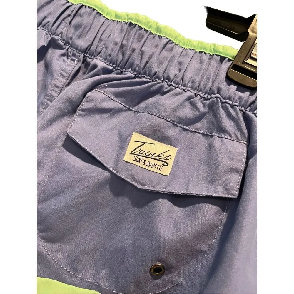 Trunks mint green and blue color block board shorts - M